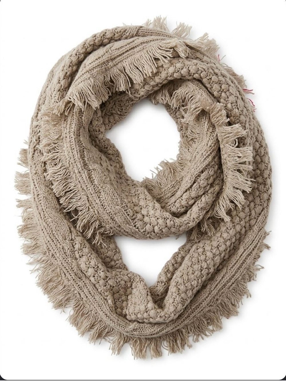 Cozy Tan Textured infinity scarf Cabincore